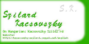 szilard kacsovszky business card